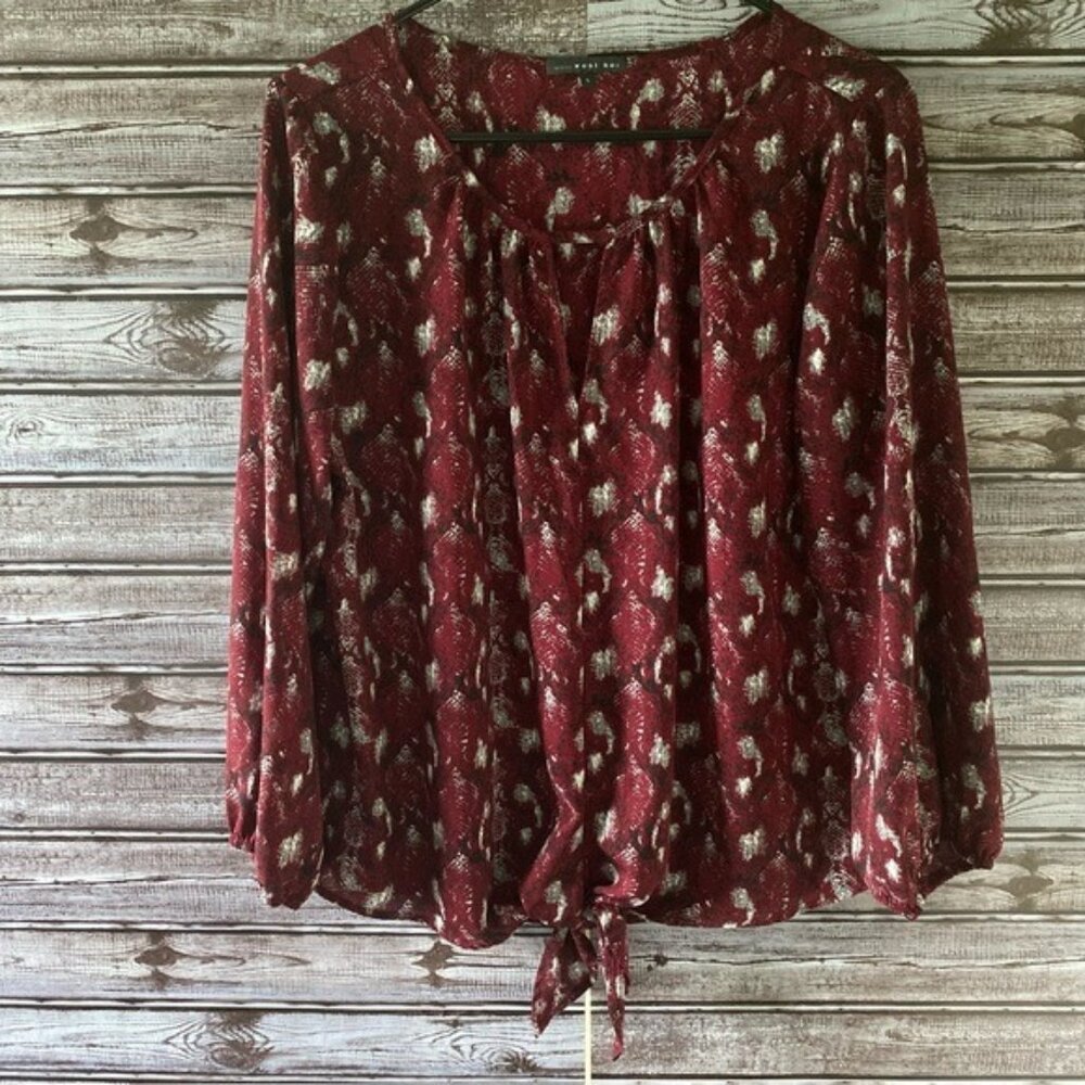 West Kei Women's Tie Front Long-Sleeved Blouse Size L